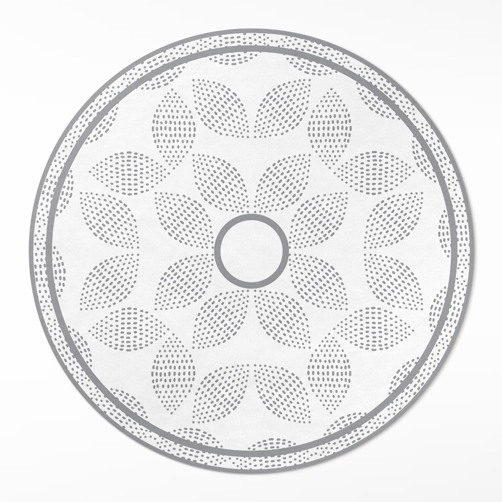 Kulatý vinylový koberec Kompozice tmavých listů s tečkami