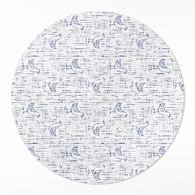 Kulatý vinylový koberec Kreslení ptáci jemný pravidelný vzor boho