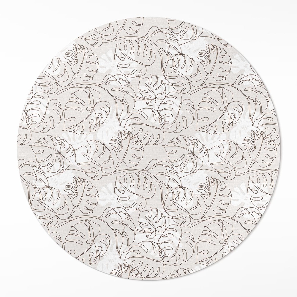 Kulatý vinylový koberec Minimalistické listy boho monstera