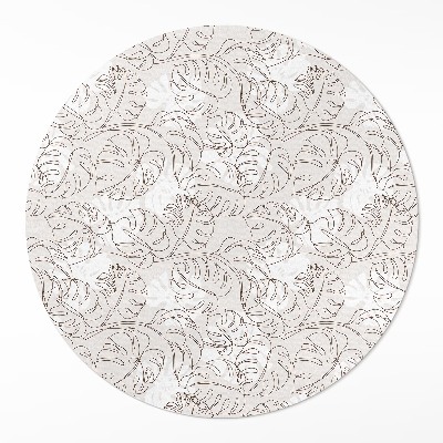 Kulatý vinylový koberec Minimalistické listy boho monstera