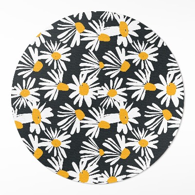 Kulatý vinylový koberec Malované sedmikrásky luční kvítky