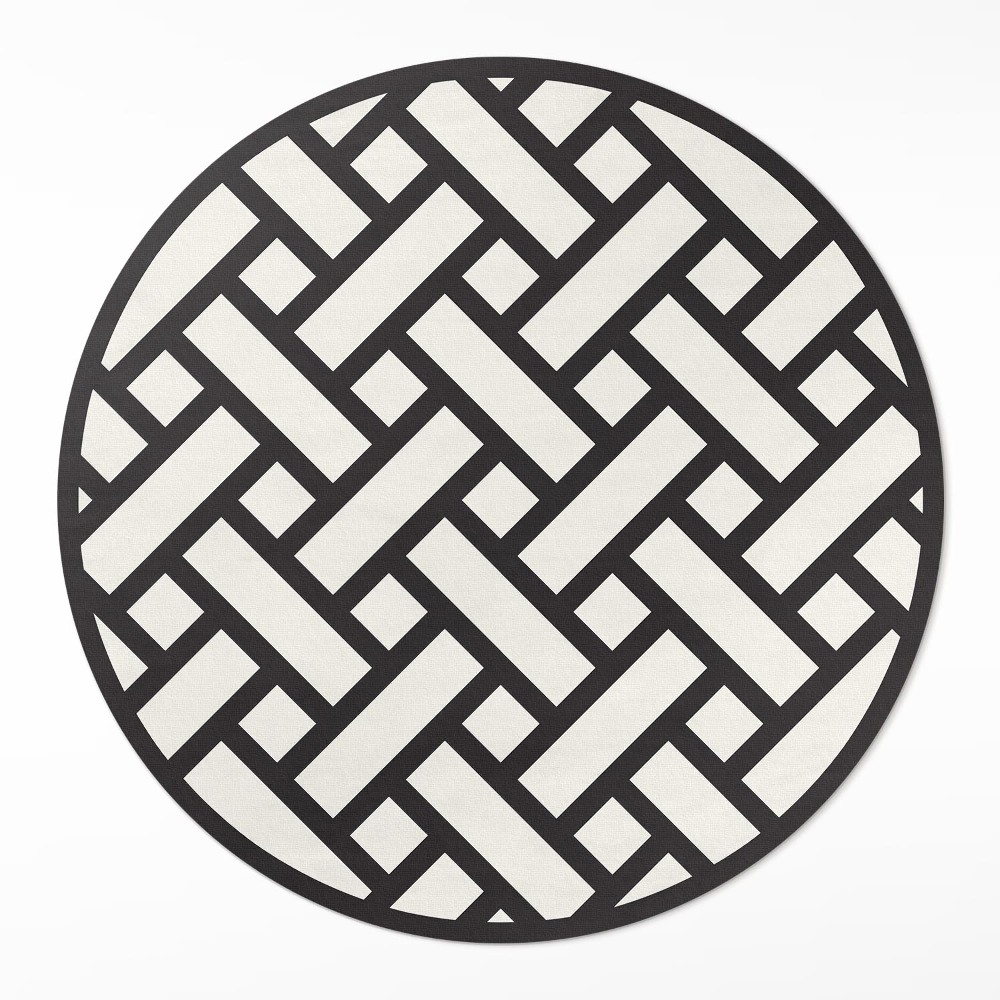 Kulatý vinylový koberec Jednoduchý pletený vzor ilustrace proutí