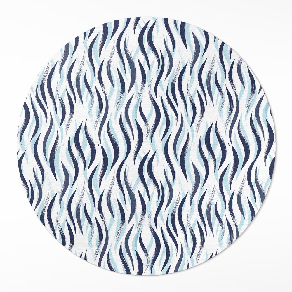 Kulatý vinylový koberec Grafika malované mořské vlny