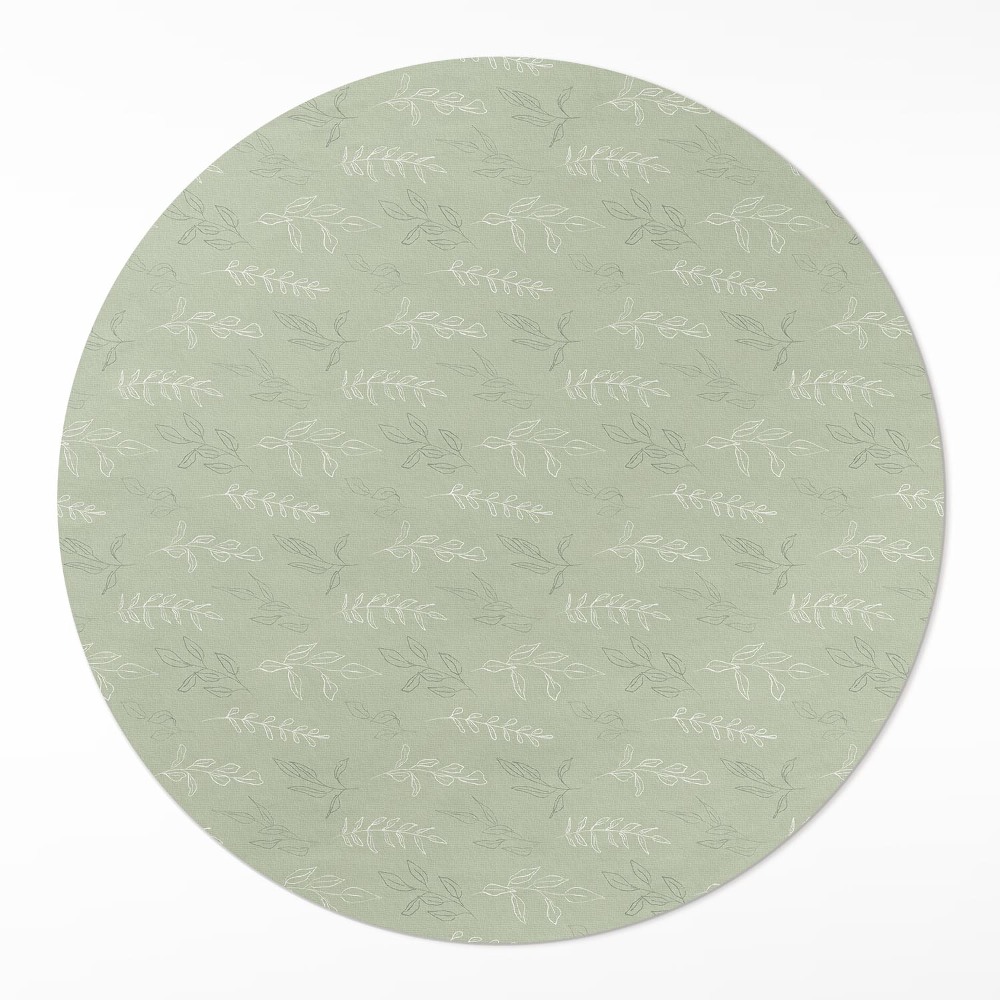 Kulatý vinylový koberec Jemné větvičky a lístky ve stylu boho