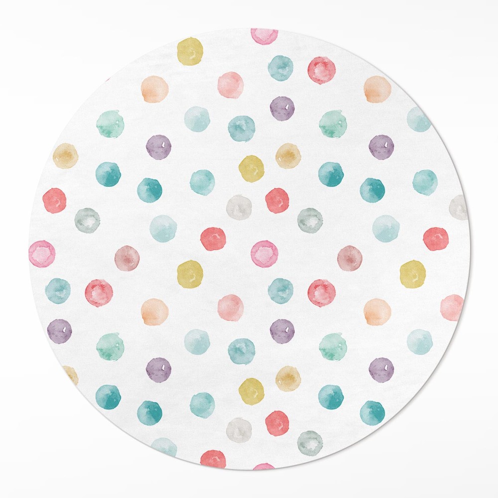 Kulatý vinylový koberec Malované tečky akvarel boho