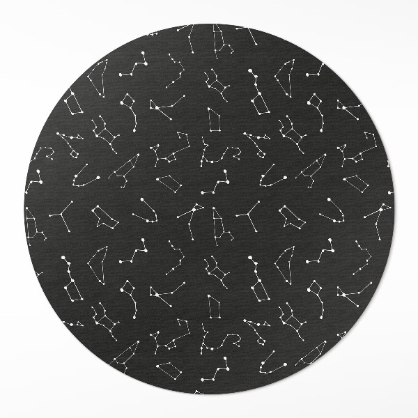 Kulatý vinylový koberec Souhvězdí horoskop zvěrokruhy vesmír