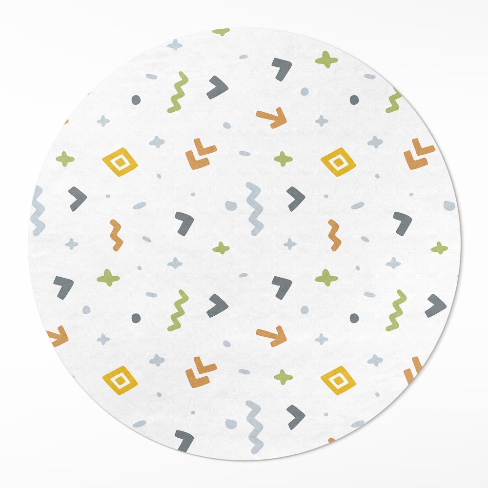 Kulatý vinylový koberec Pastelové ikony a tvary styl boho