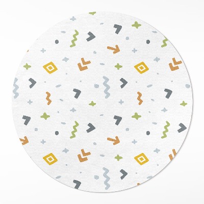 Kulatý vinylový koberec Pastelové ikony a tvary styl boho