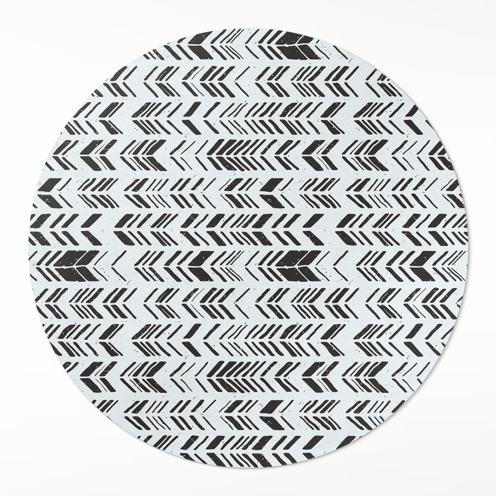 Kulatý vinylový koberec Indiánský design peří a šípy boho