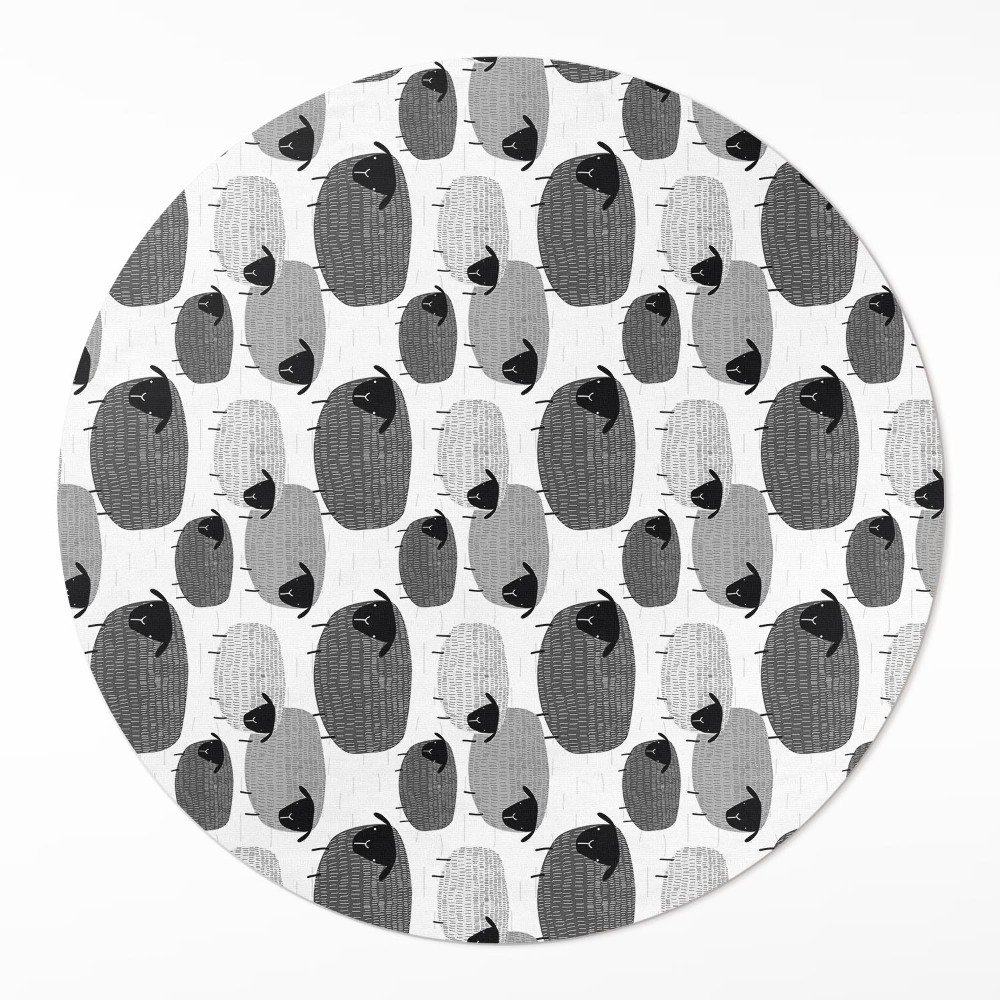 Kulatý vinylový koberec Malované ovce pravidelný vzor