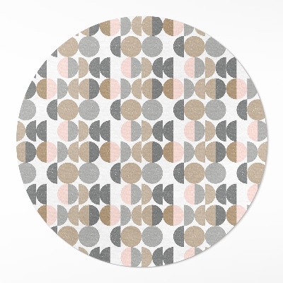 Kulatý vinylový koberec Kruhy a půlměsíce geometrický vzor retro
