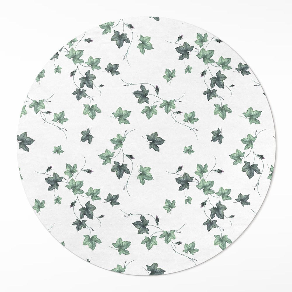 Kulatý vinylový koberec Malé lístky rostlinné motivy