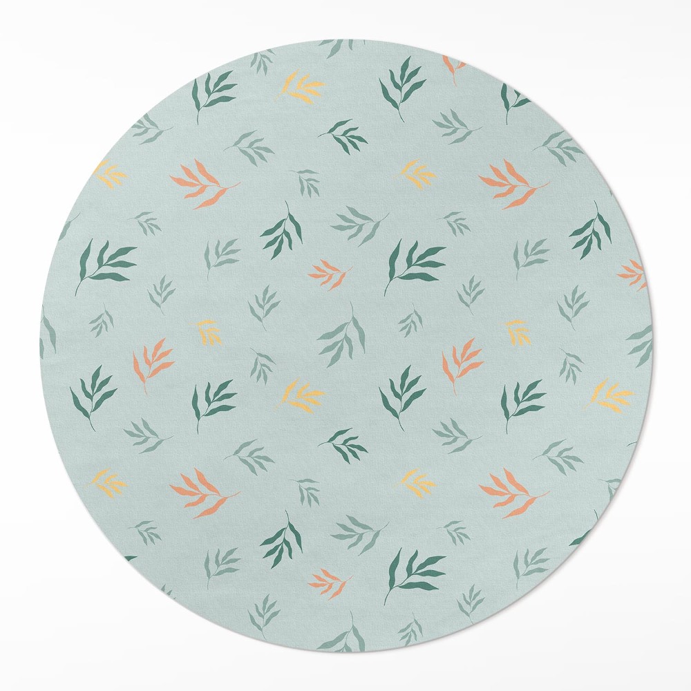 Kulatý vinylový koberec Malé větvičky rostlinné motivy boho