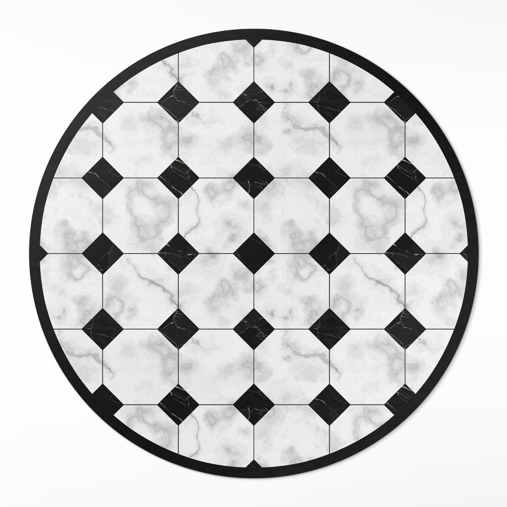Kulatý vinylový koberec Módní mramorový design dlaždice