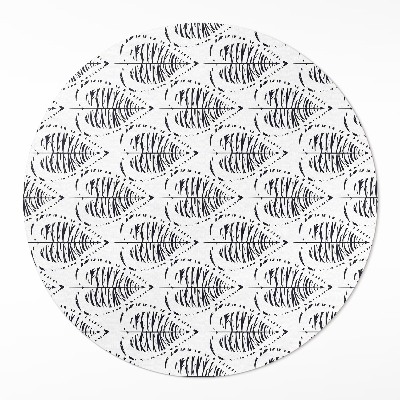 Kulatý vinylový koberec Boho listy pravidelný vzor