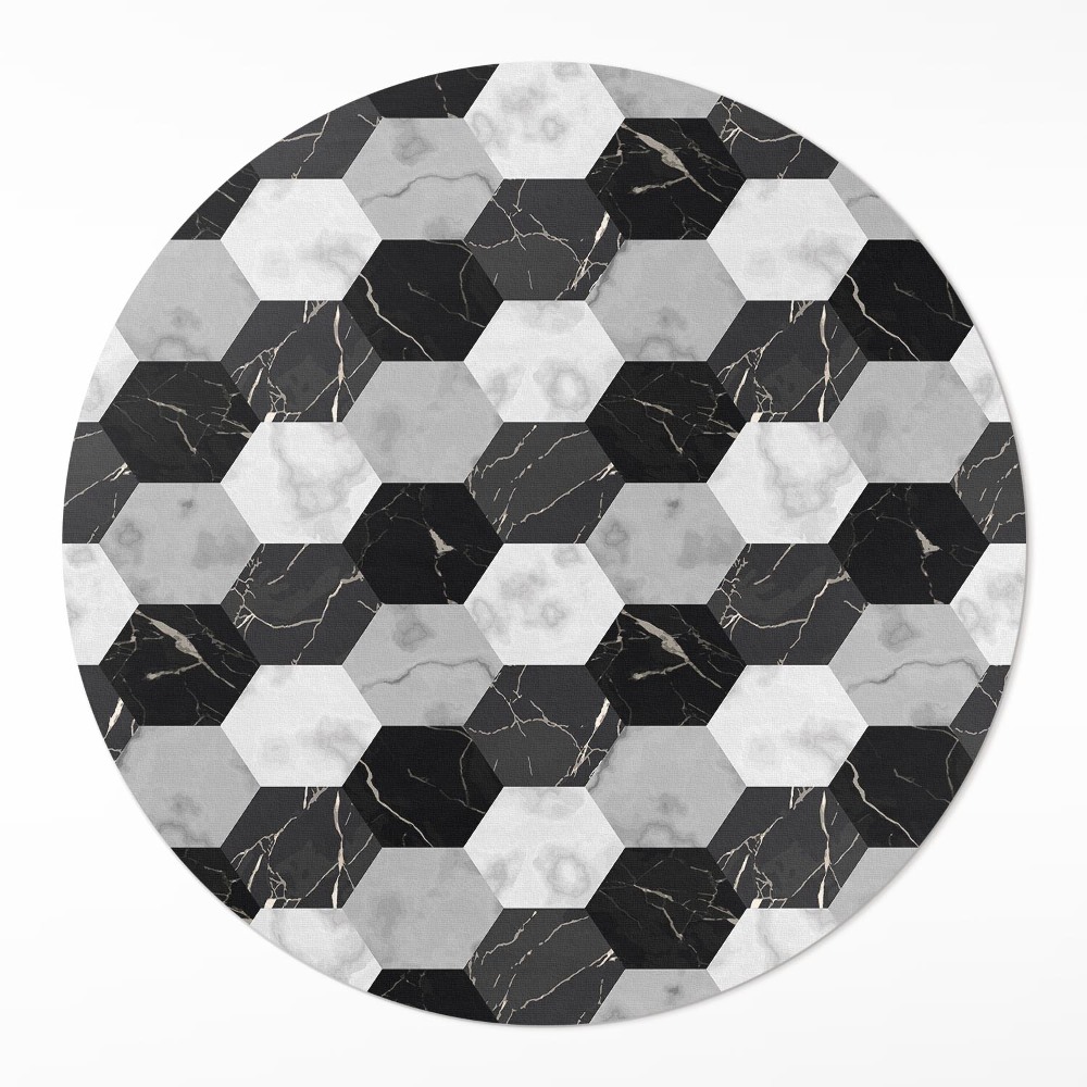 Kulatý vinylový koberec Kamenná mozaika z mramoru