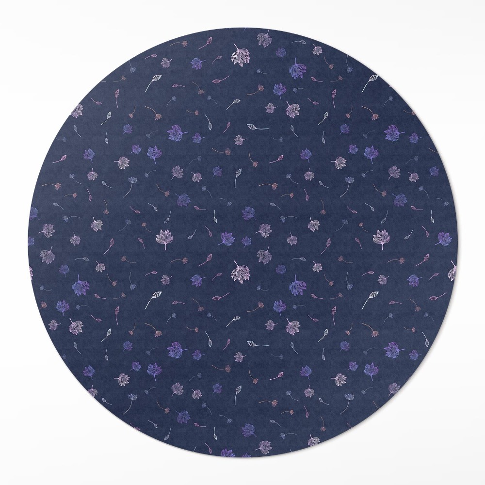 Kulatý vinylový koberec Drobná polní kvítka boho