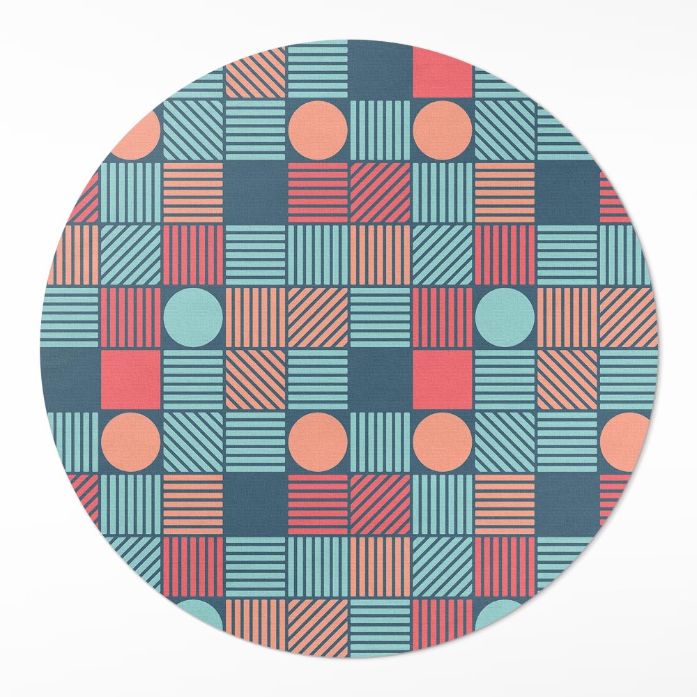 Kulatý vinylový koberec Retro vintage geometrický vzor