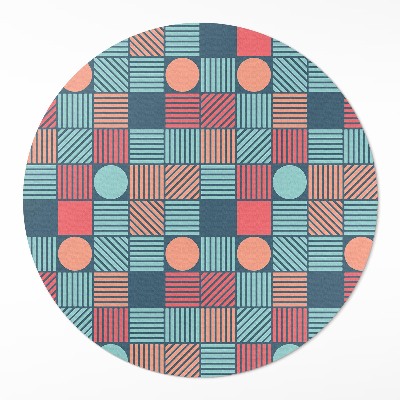Kulatý vinylový koberec Retro vintage geometrický vzor