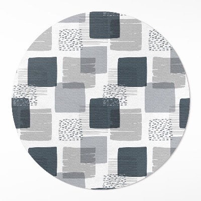 Kulatý vinylový koberec Malované čtverce retro