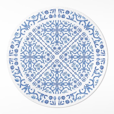 Kulatý vinylový koberec Dekorativní dlaždice rostlinné ornamenty