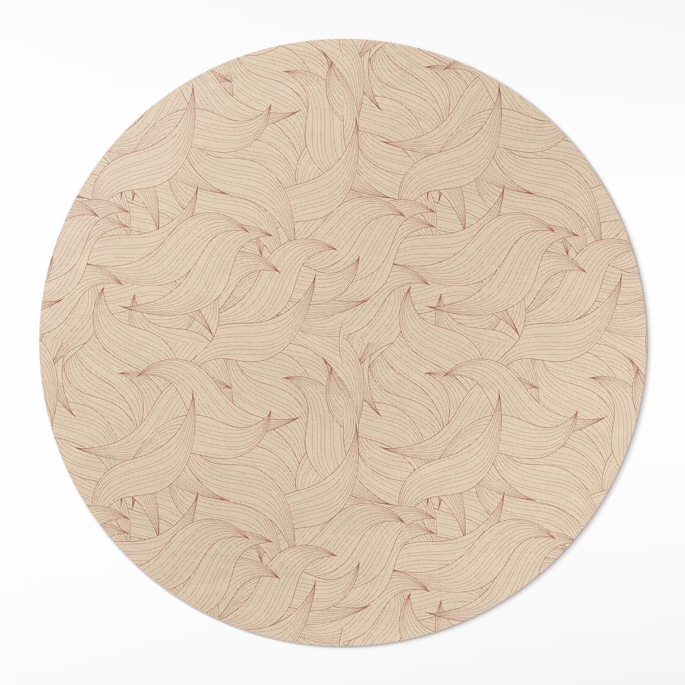 Kulatý vinylový koberec Lineární podzimní listy styl boho