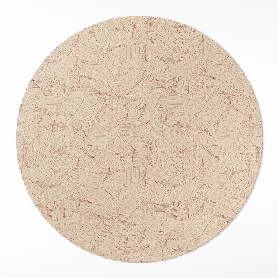 Kulatý vinylový koberec Lineární podzimní listy styl boho