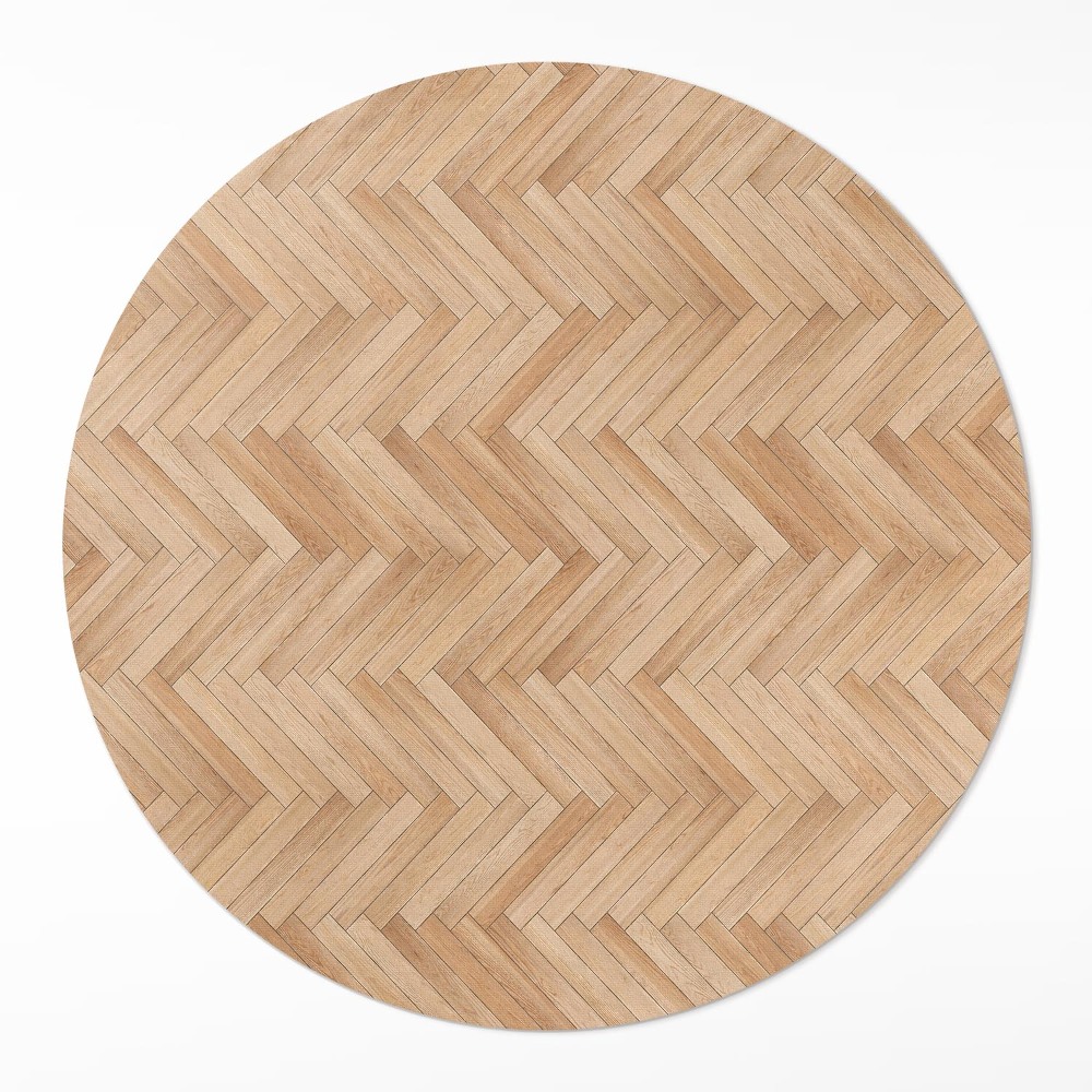 Kulatý vinylový koberec Krásný dřevěný parket podlahový rybí kost