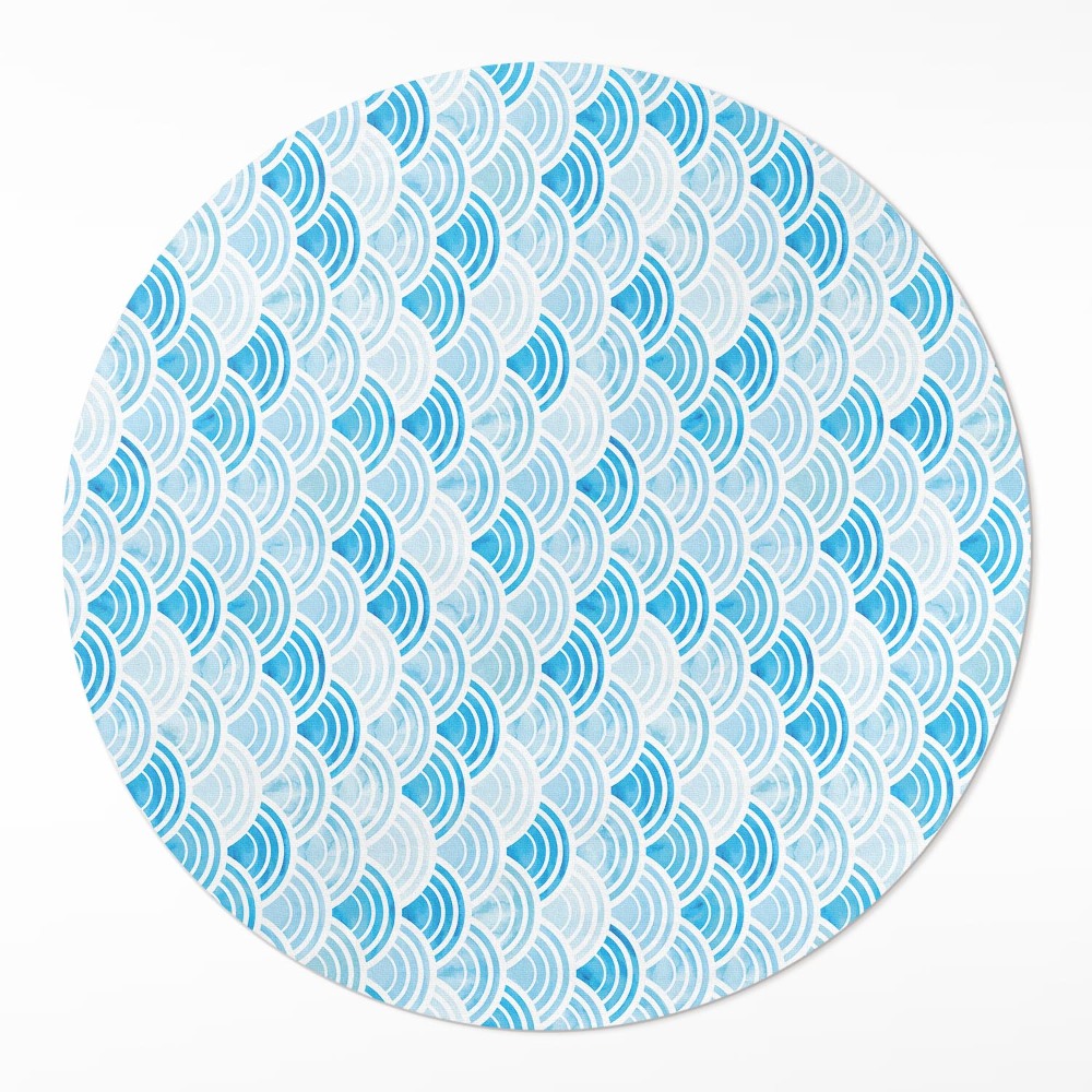 Kulatý vinylový koberec Akvarelové vlny vzor v asijském stylu