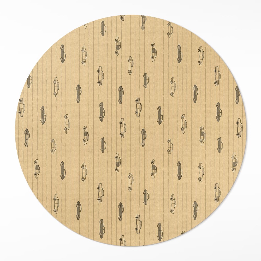 Kulatý vinylový koberec Staré retro vintage automobily