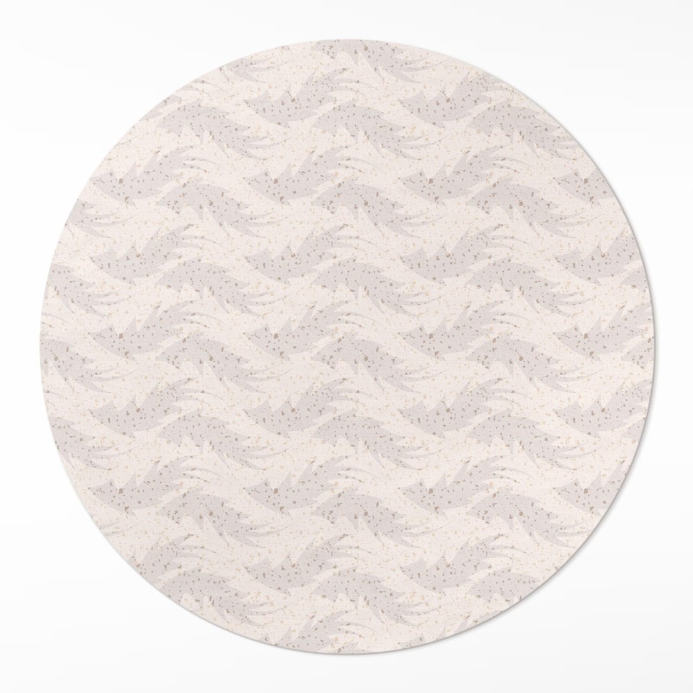 Kulatý vinylový koberec Jemné listy v tlumených barvách