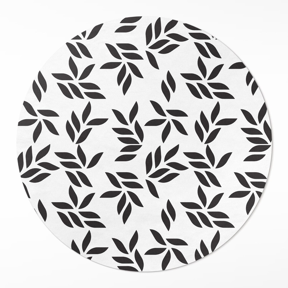 Kulatý vinylový koberec Minimalistický vzor lístků