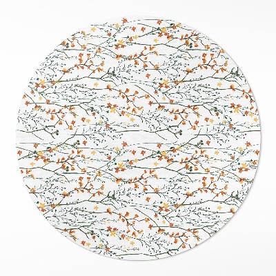 Kulatý vinylový koberec Kvítka a větvičky ve stylu boho