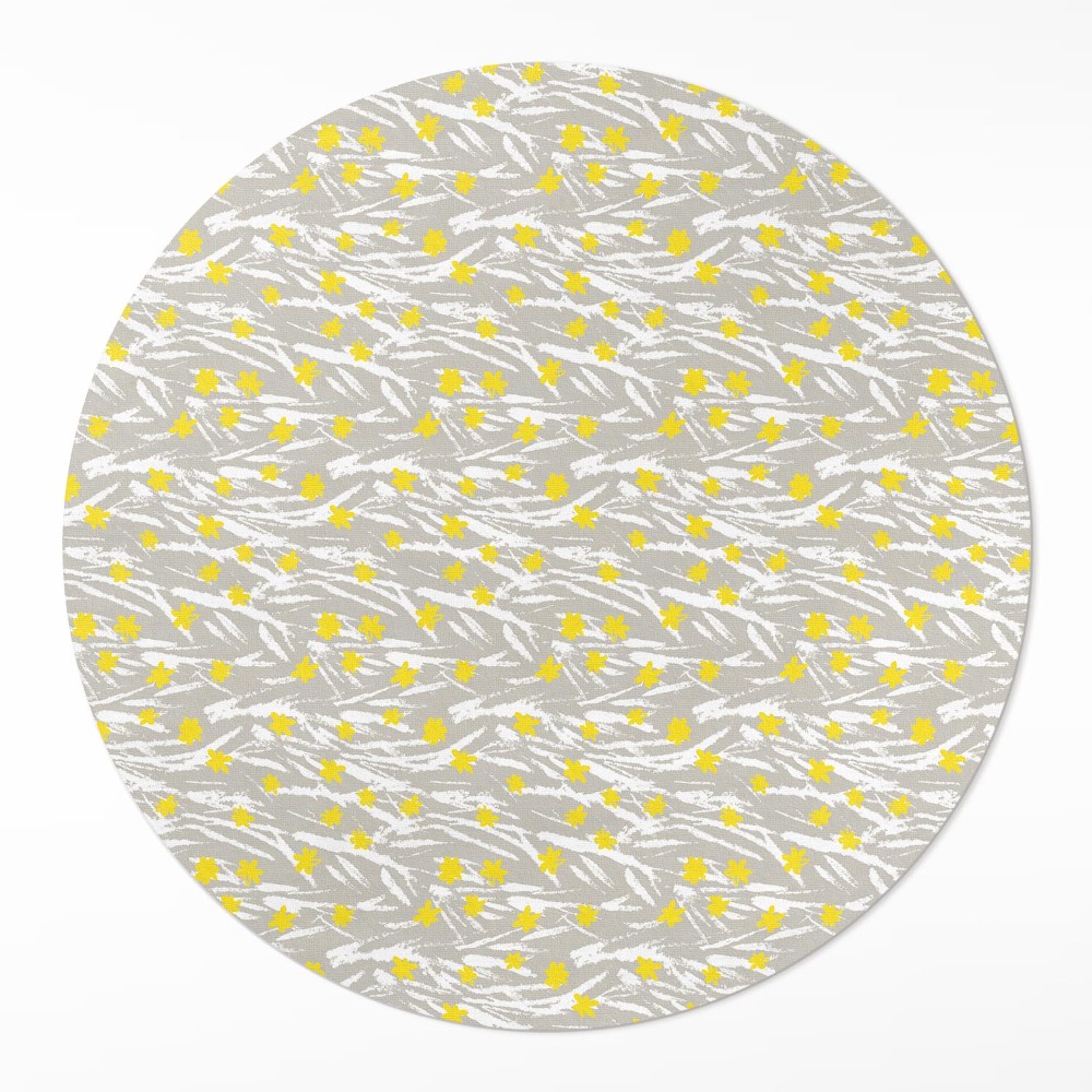 Kulatý vinylový koberec Polní louka drobné kvítky boho