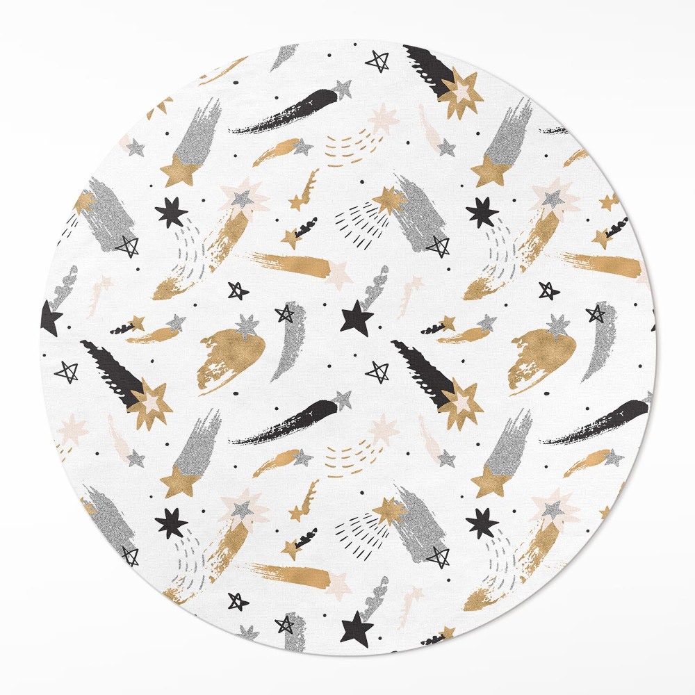 Kulatý vinylový koberec Malované hvězdy ve vesmíru boho