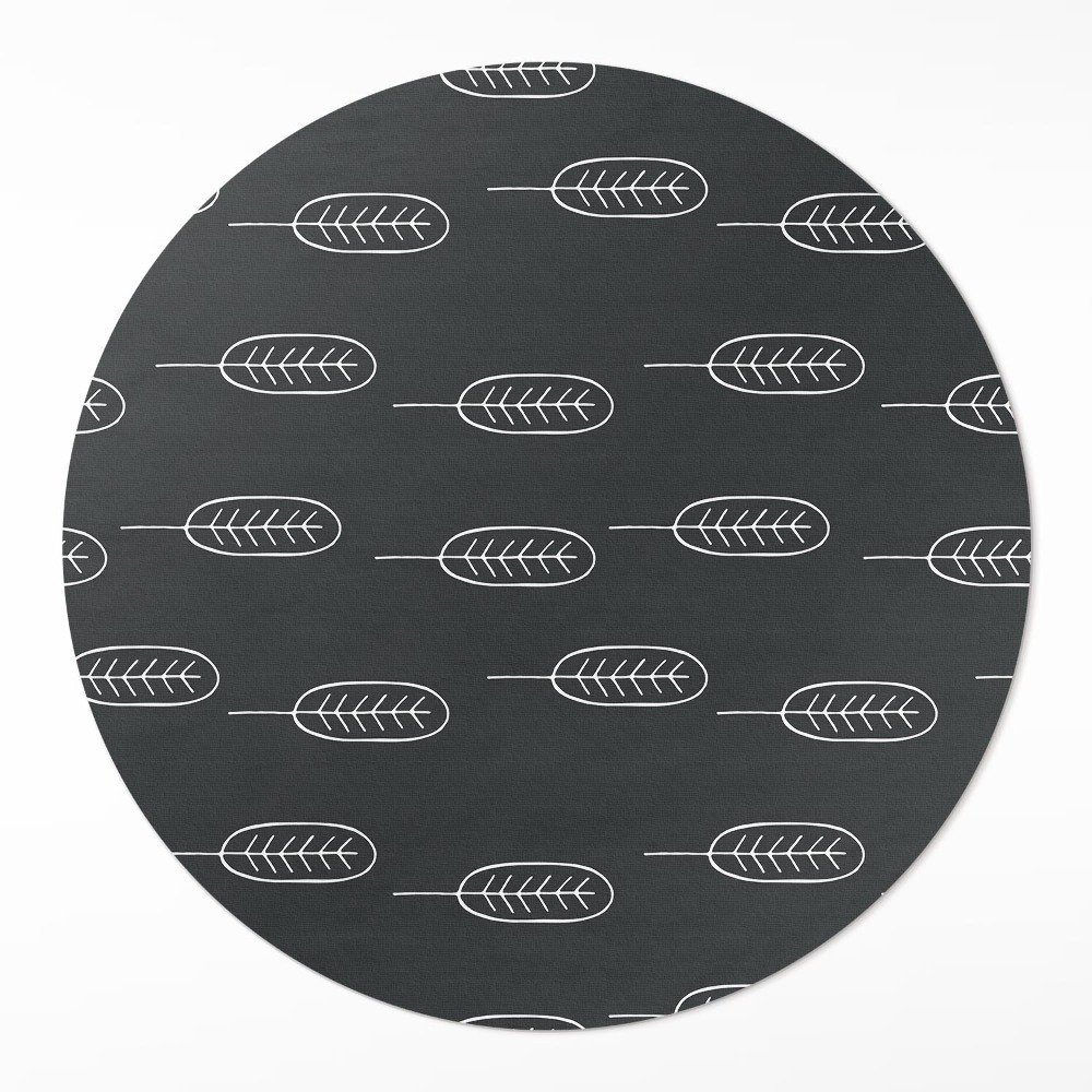 Kulatý vinylový koberec Minimalistické listy boho