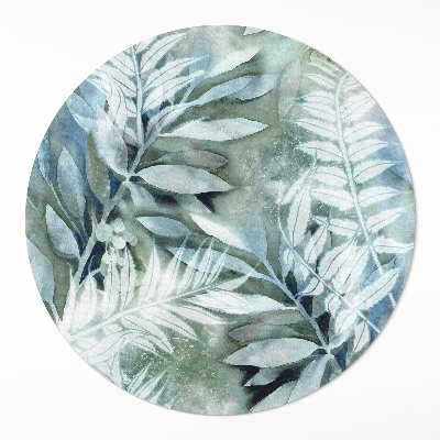 Kulatý vinylový koberec Akvarelové listy jemné větvičky