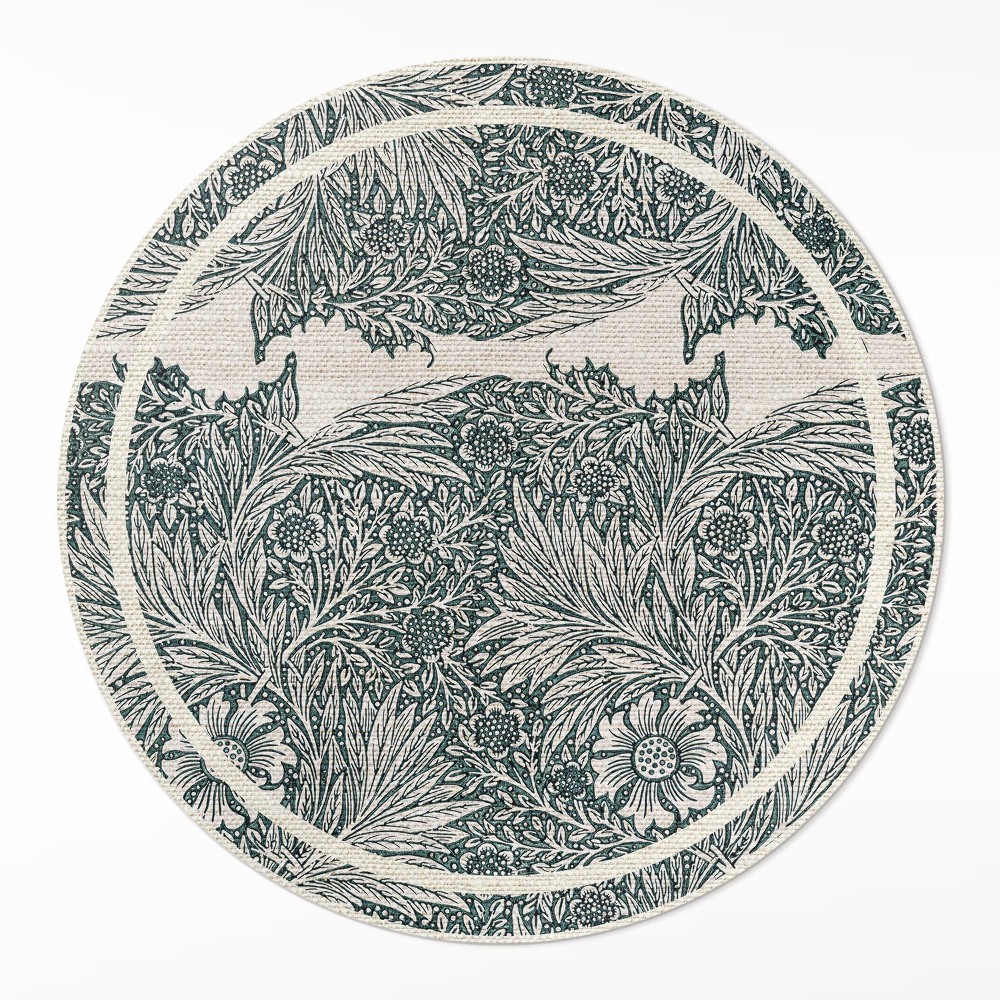 Kulatý vinylový koberec Květiny Williama Morrise