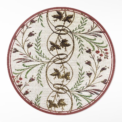 Kulatý vinylový koberec Rostlinný vzor ozdobný