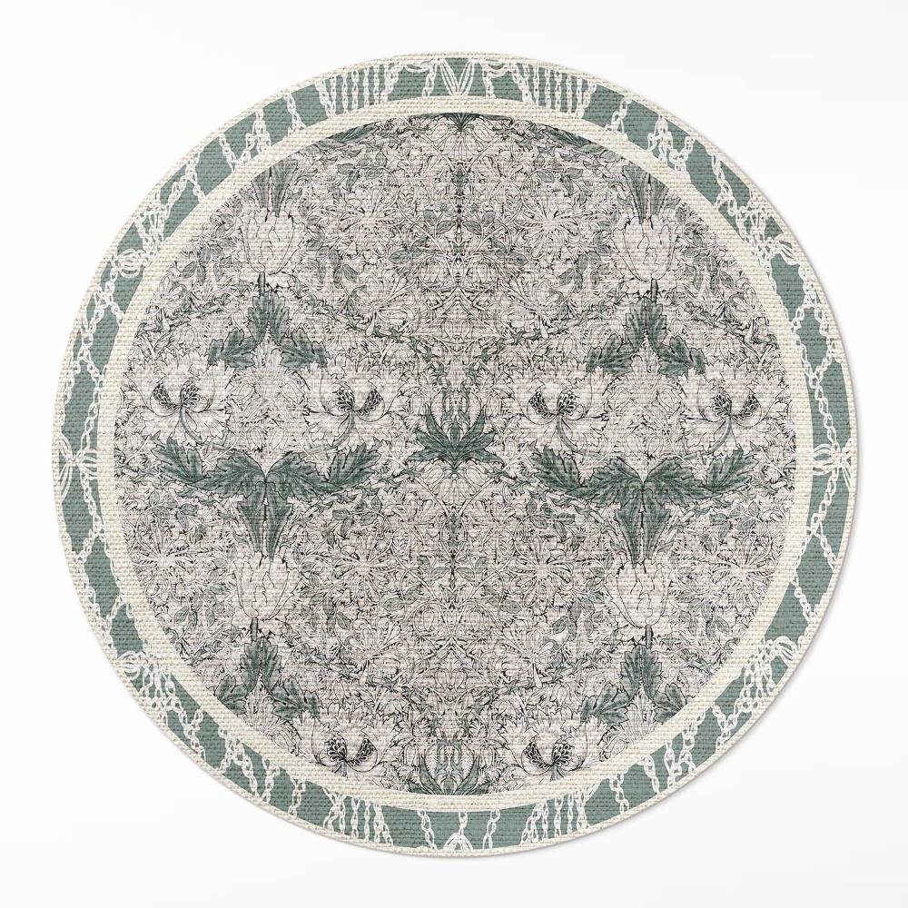 Kulatý vinylový koberec Zimolezový květ Williama Morrise