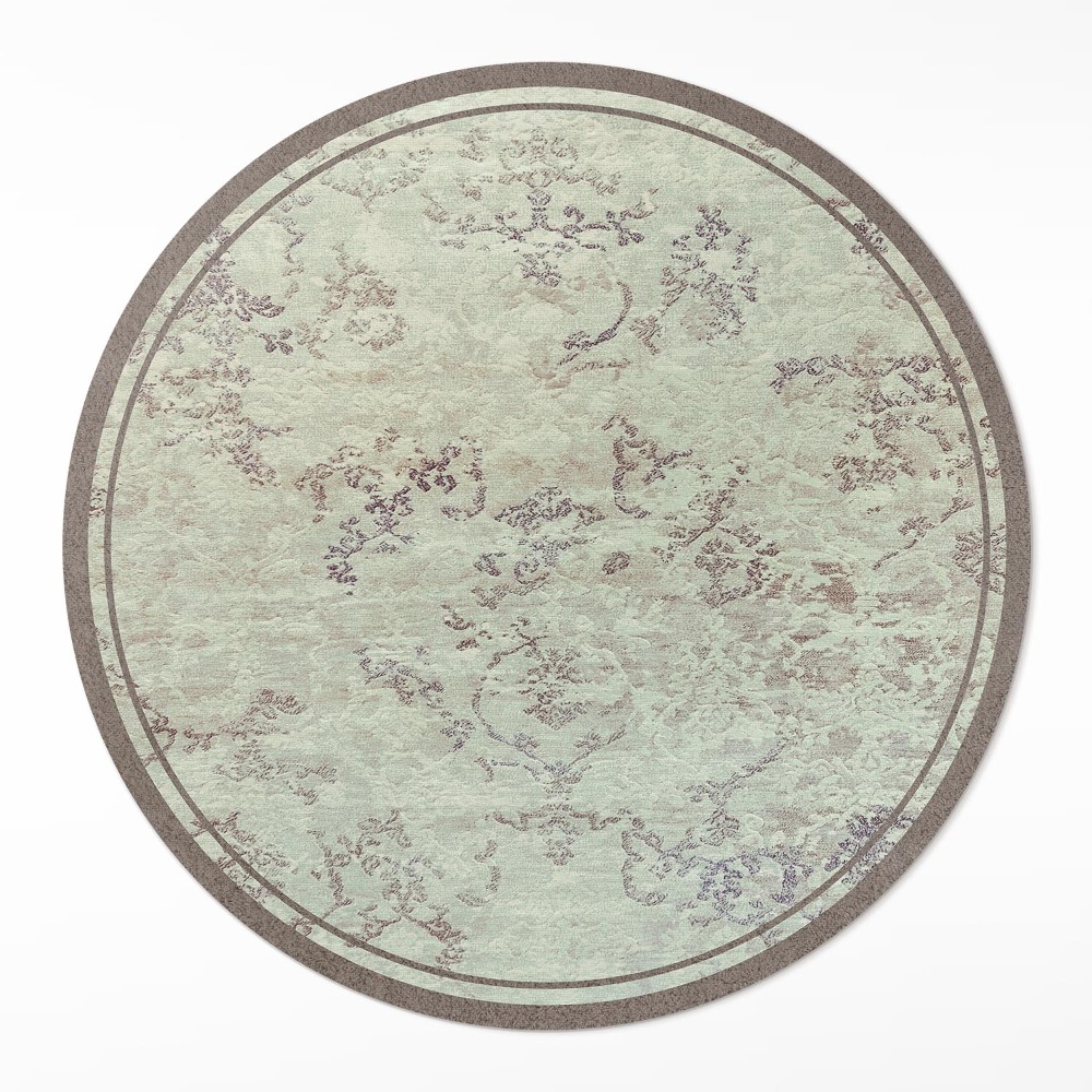 Kulatý vinylový koberec Vybledlé rostlinné motivy