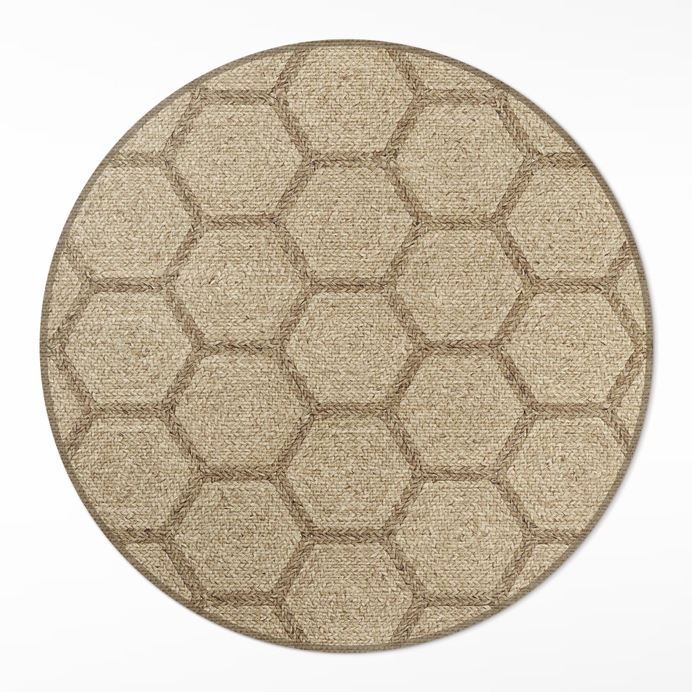 Kulatý vinylový koberec Imitace textilie v hexagonech