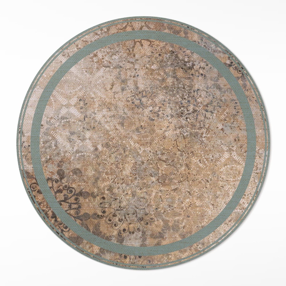 Kulatý vinylový koberec Vyšisovaný ozdobný vzor vintage