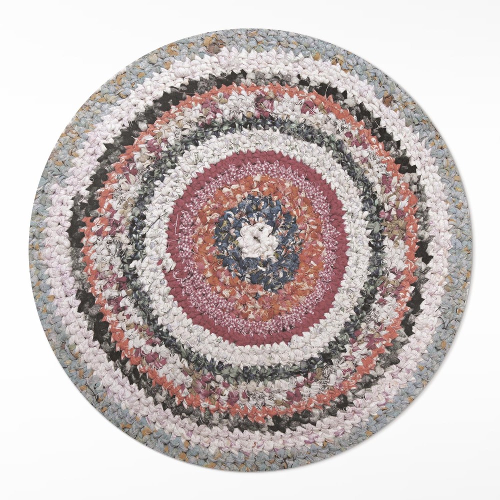 Kulatý vinylový koberec Pletený vzor vintage