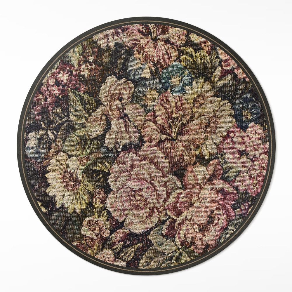 Kulatý vinylový koberec Retro vintage opotřebované květiny