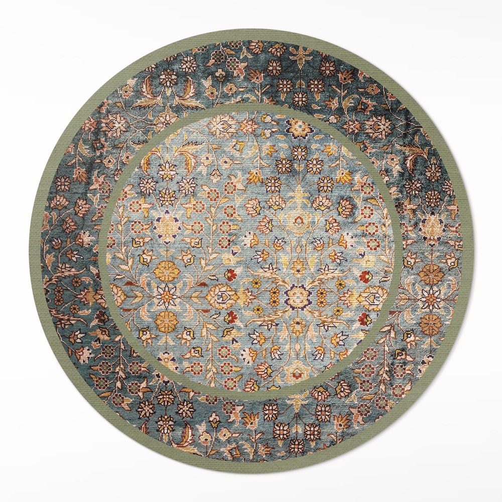 Kulatý vinylový koberec Vintage rostliny ve stylu tureckém