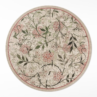 Kulatý vinylový koberec Jemná vegetace boho