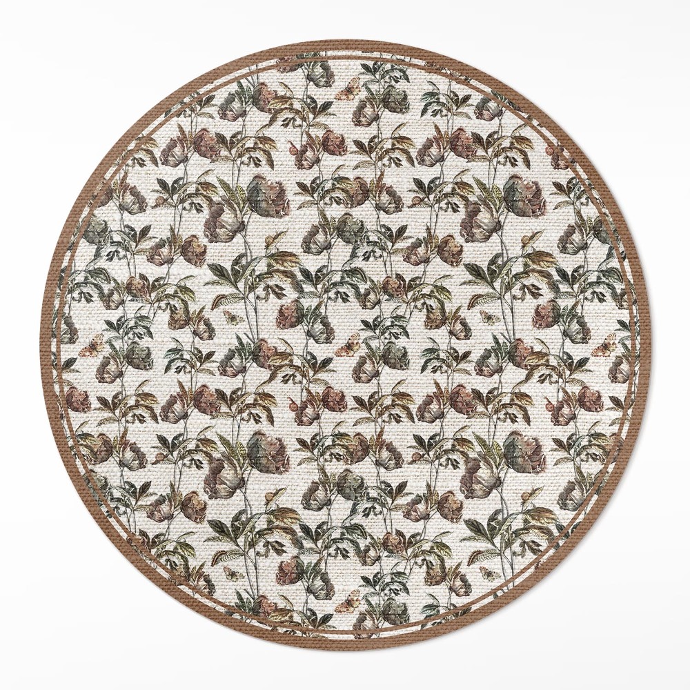 Kulatý vinylový koberec Jemné ozdobné větvičky vintage