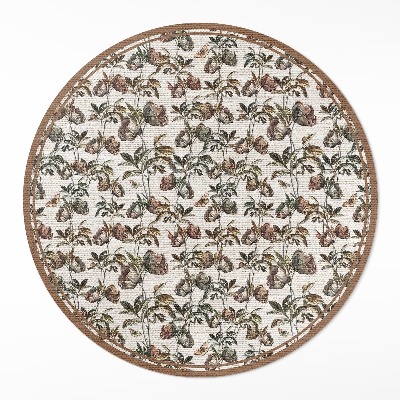 Kulatý vinylový koberec Jemné ozdobné větvičky vintage