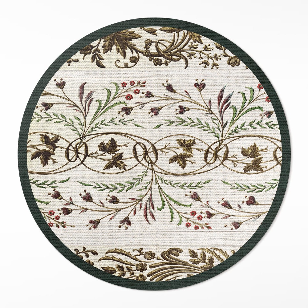 Kulatý vinylový koberec Dekorativní rostlinné ornamenty